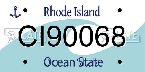 CI90068 Rhode Island License Plate