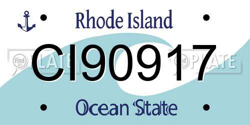 CI90917 Rhode Island License Plate