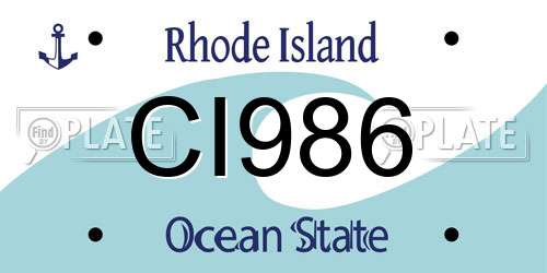 CI986 Rhode Island License Plate