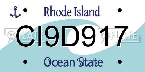CI9D917 Rhode Island License Plate