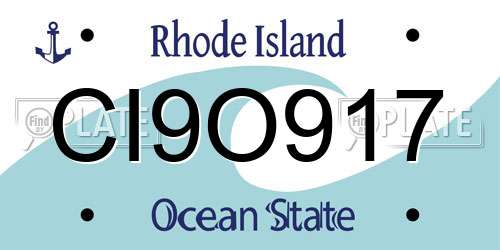 CI9O917 Rhode Island License Plate