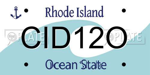 CID12O Rhode Island License Plate