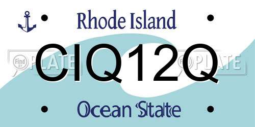 CIQ12Q Rhode Island License Plate
