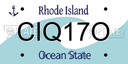 CIQ17O Rhode Island License Plate