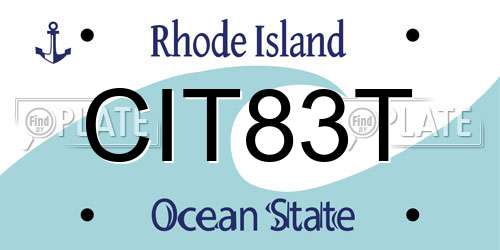 CIT83T Rhode Island License Plate