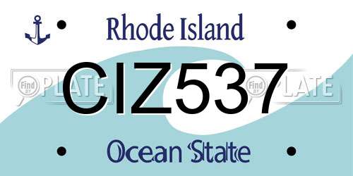 CIZ537 Rhode Island License Plate