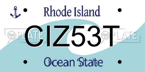 CIZ53T Rhode Island License Plate