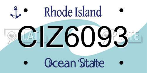 CIZ6093 Rhode Island License Plate