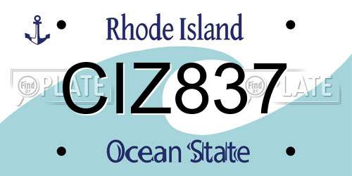 CIZ837 Rhode Island License Plate