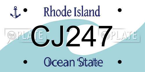 CJ247 Rhode Island License Plate