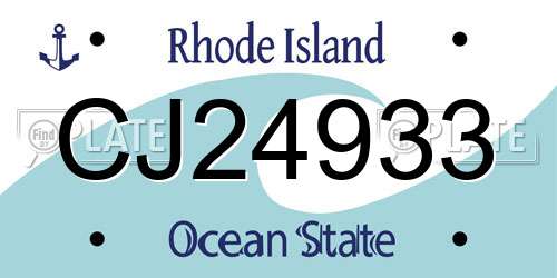 CJ24933 Rhode Island License Plate