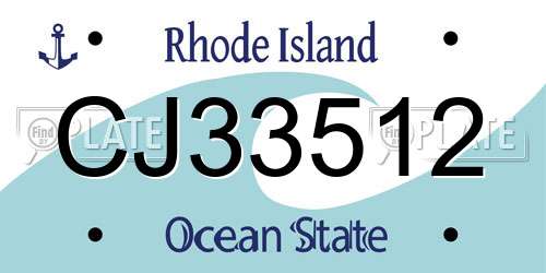 CJ33512 Rhode Island License Plate