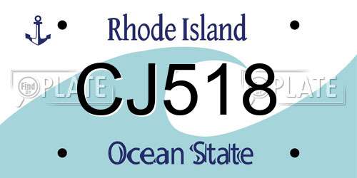 CJ518 Rhode Island License Plate