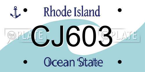 CJ603 Rhode Island License Plate