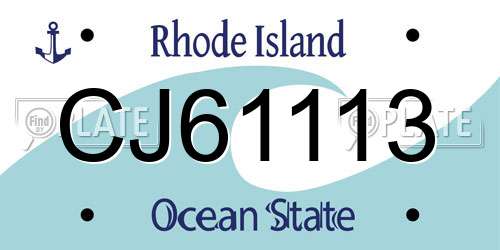 CJ61113 Rhode Island License Plate