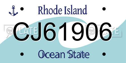 CJ61906 Rhode Island License Plate