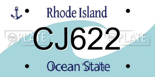 CJ622 Rhode Island License Plate