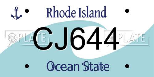 CJ644 Rhode Island License Plate