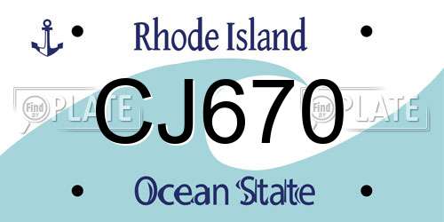 CJ670 Rhode Island License Plate