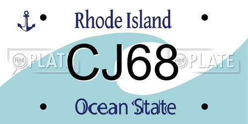 CJ68 Rhode Island License Plate