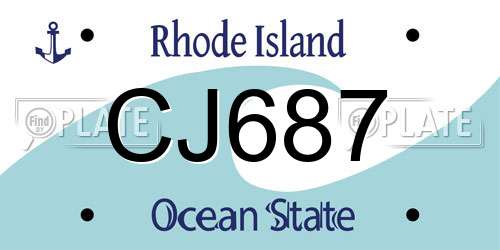 CJ687 Rhode Island License Plate