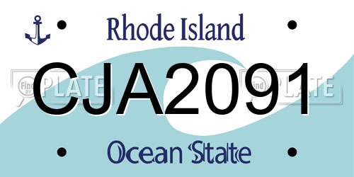 CJA2091 Rhode Island License Plate