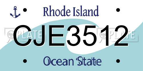 CJE3512 Rhode Island License Plate