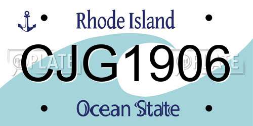 CJG1906 Rhode Island License Plate