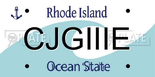 CJGIIIE Rhode Island License Plate