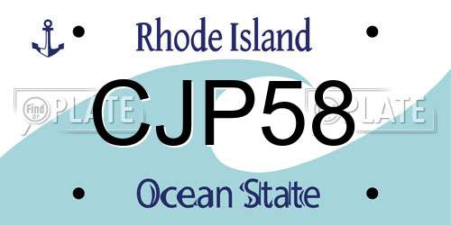 CJP58 Rhode Island License Plate