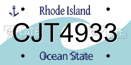 CJT4933 Rhode Island License Plate