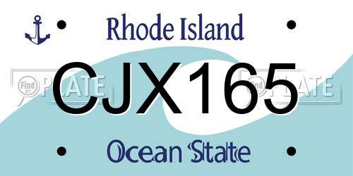 CJX165 Rhode Island License Plate