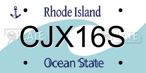 CJX16S Rhode Island License Plate