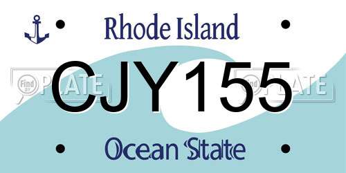 CJY155 Rhode Island License Plate