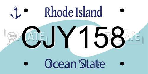 CJY158 Rhode Island License Plate