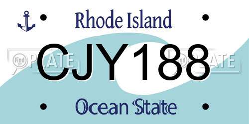 CJY188 Rhode Island License Plate