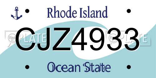 CJZ4933 Rhode Island License Plate