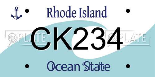 CK234 Rhode Island License Plate
