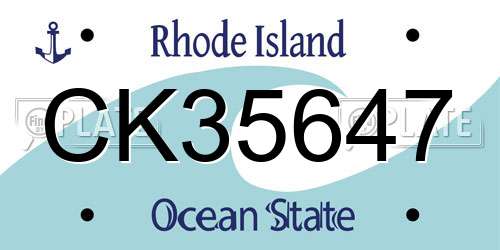 CK35647 Rhode Island License Plate