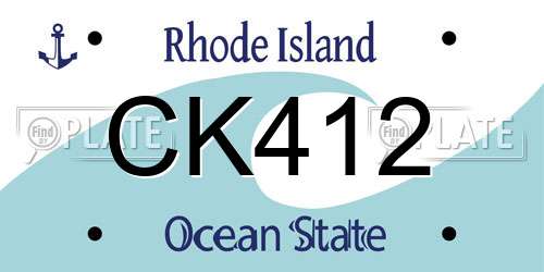 CK412 Rhode Island License Plate