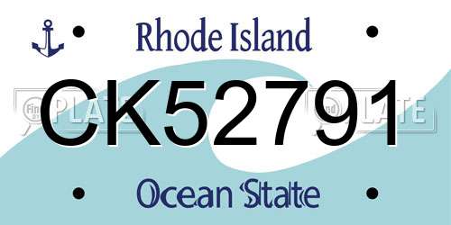 CK52791 Rhode Island License Plate