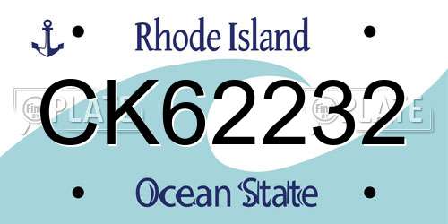 CK62232 Rhode Island License Plate