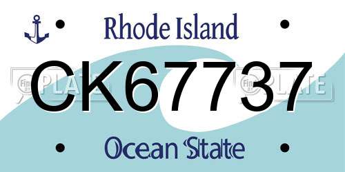 CK67737 Rhode Island License Plate