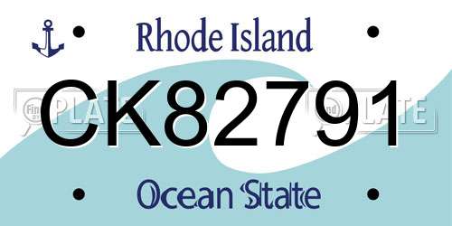 CK82791 Rhode Island License Plate