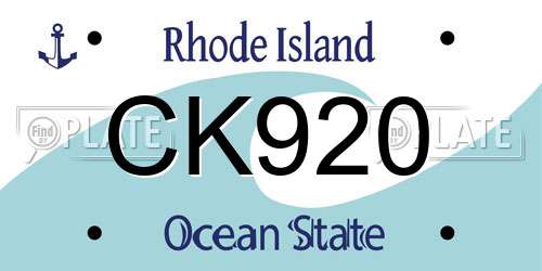 CK920 Rhode Island License Plate