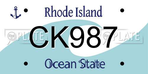 CK987 Rhode Island License Plate