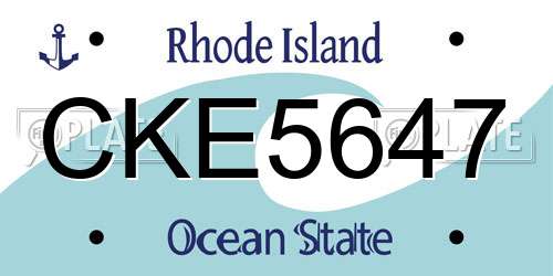 CKE5647 Rhode Island License Plate
