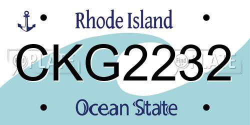 CKG2232 Rhode Island License Plate