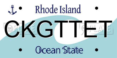 CKGTTET Rhode Island License Plate