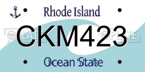 CKM423 Rhode Island License Plate